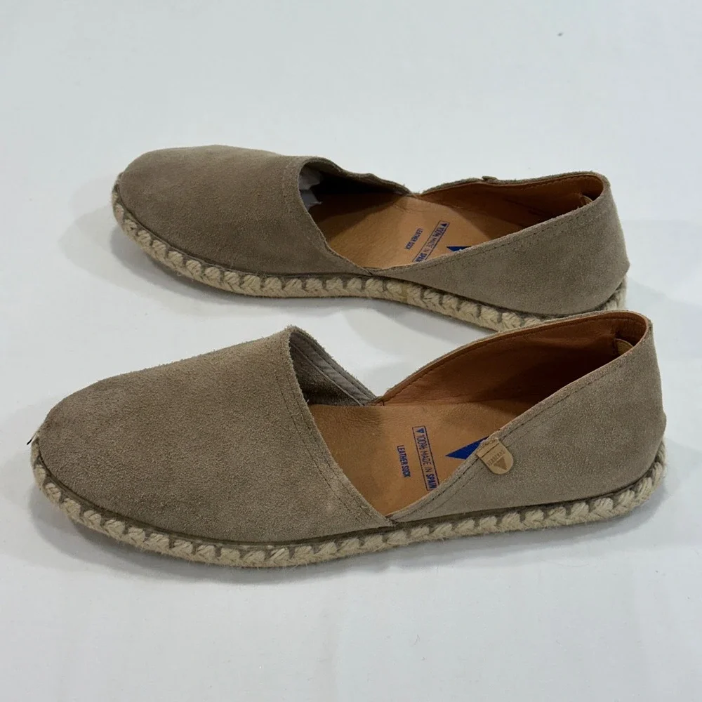 Verbenas Carmen Espadrille Womens 39‎ Brown Suede Leather Flat | Coastal Boho